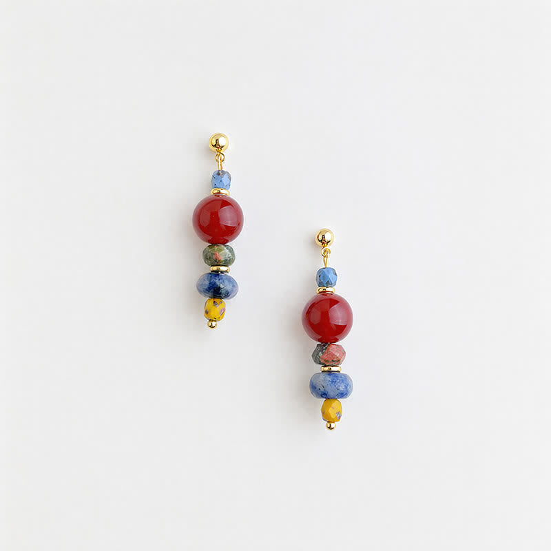 Buddha Stones Pendientes colgantes de ágata roja, unakita y jaspe azul con diseño de confianza. - image 1