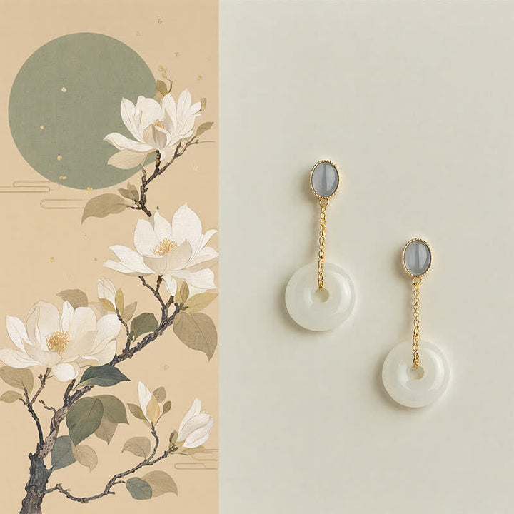 Buddha Stones Pendientes colgantes Liuli Peace Buckle Tranquility - Hebilla de la paz (postes de cobre) - image 0