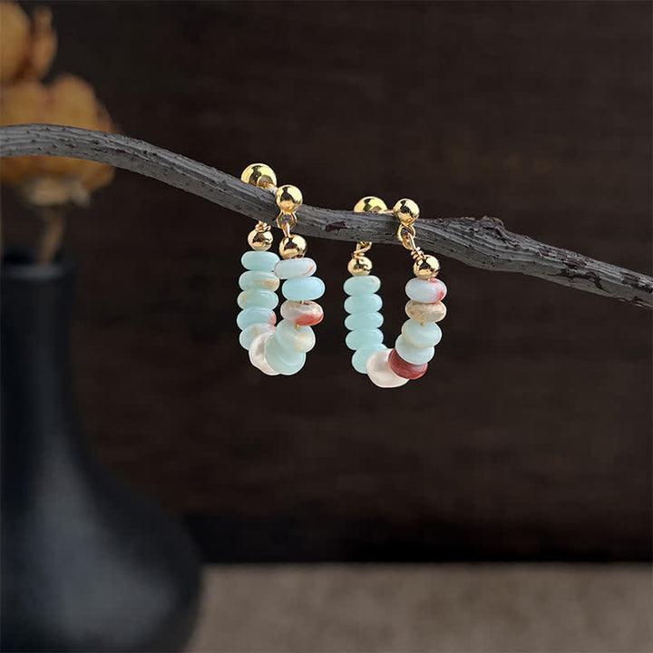 Buddha Stones Pendientes de aro con perlas y piedras Shoushan - image 2