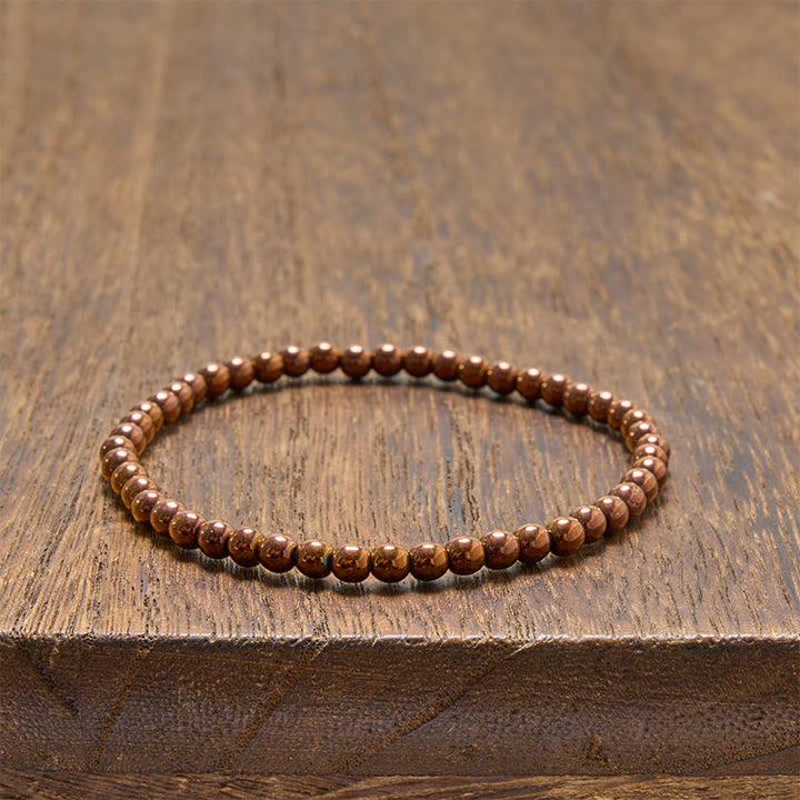 Buddha Stones Conjunto de 2 piezas de pulsera minimalista de cuentas redondas con hematita para conexión a tierra. - image 9
