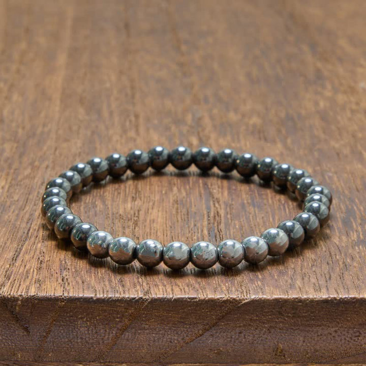 Buddha Stones Pulsera redonda de cuentas de hematita para conexión a tierra - image 3