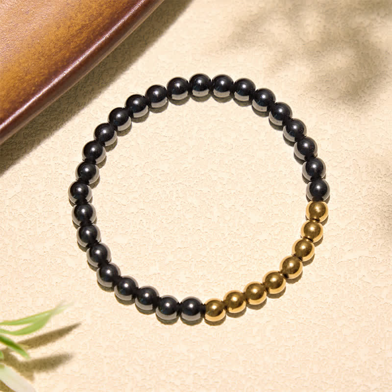 Buddha Stones Pulsera redonda de cuentas de hematita para conexión a tierra - Hematita dorada (circunferencia de la muñeca: 5,5–5,9 pulgadas/14–15 cm) - image 11