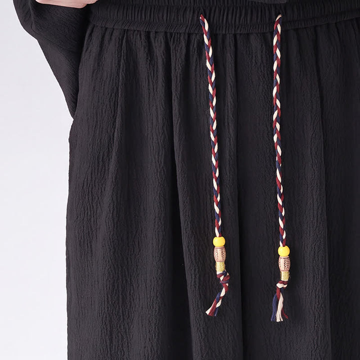 Buddha Stones 2 piezas de camisa y pantalón de manga tres cuartos con botones de rana estilo Spring Tang para hombre, ropa de meditación con bolsillo - image 7