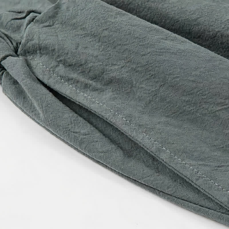 Buddha Stones Conjunto de 2 piezas de camisa y pantalón de algodón de manga hasta el codo con cuello mandarín, estilo Tang, para primavera y verano, ideal para meditación y con bolsillos. - image 11