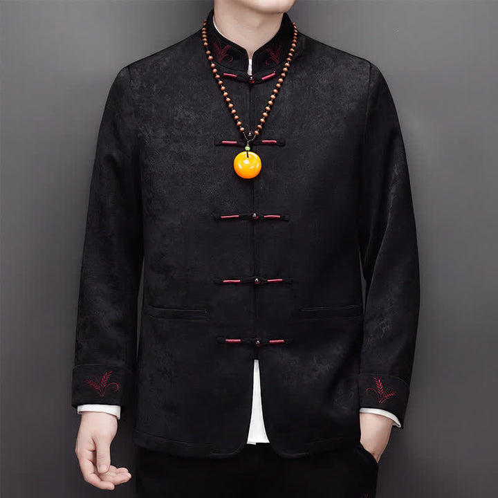 Buddha Stones Conjunto de 2 piezas para otoño/invierno: Chaqueta y pantalón elegantes estilo Tang con botones de rana, cuello mandarín y estampado abstracto. Ideales para meditación. Con bolsillo. - image 17