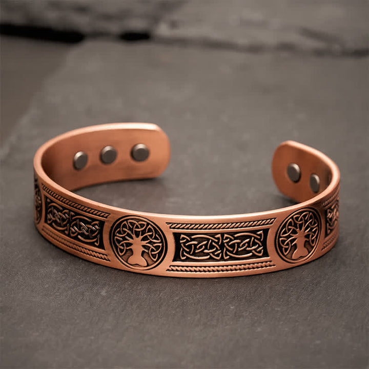 Buddha Stones Pulsera vintage abierta con el árbol de la vida de cobre rojo y la unidad. - Cobre rojo (Diámetro interior: aprox. 58 mm) - image 0