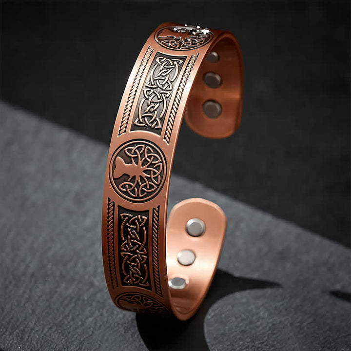 Buddha Stones Pulsera vintage abierta con el árbol de la vida de cobre rojo y la unidad. - image 3