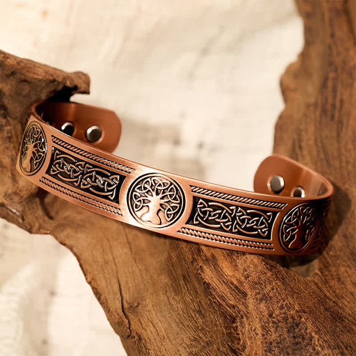Buddha Stones Pulsera vintage abierta con el árbol de la vida de cobre rojo y la unidad. - image 2