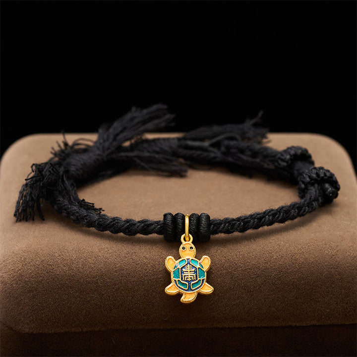 Buddha Stones Pulsera tibetana con dije de tortuga, chapada en oro y de cobre con cordón rojo. - image 19
