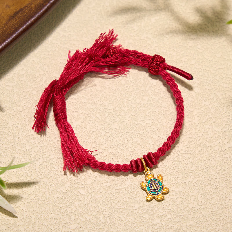 Buddha Stones Pulsera tibetana con dije de tortuga, chapada en oro y de cobre con cordón rojo. - image 15