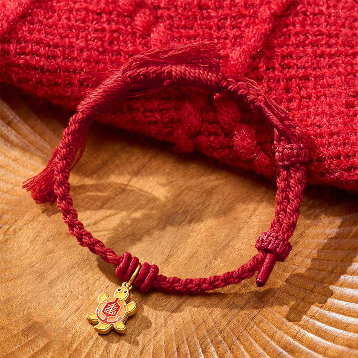Buddha Stones Pulsera tibetana con dije de tortuga, chapada en oro y de cobre con cordón rojo. - Rojo oscuro (circunferencia de la muñeca: 5,5–6,7 pulgadas/14–17 cm) - image 13