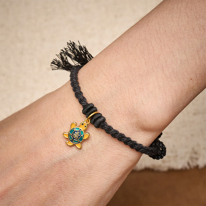 Buddha Stones Pulsera tibetana con dije de tortuga, chapada en oro y de cobre con cordón rojo. - image 23