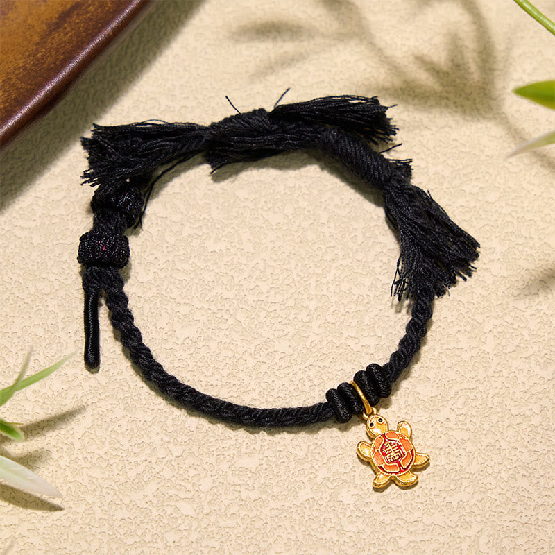 Buddha Stones Pulsera tibetana con dije de tortuga, chapada en oro y de cobre con cordón rojo. - image 22