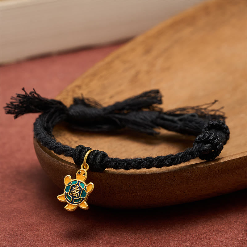 Buddha Stones Pulsera tibetana con dije de tortuga, chapada en oro y de cobre con cordón rojo. - image 18
