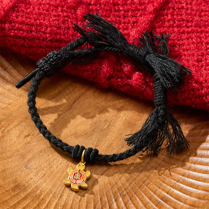 Buddha Stones Pulsera tibetana con dije de tortuga, chapada en oro y de cobre con cordón rojo. - Negro (Circunferencia de la muñeca: 5,5–6,7 pulgadas/14–17 cm) - image 17
