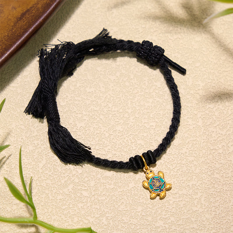 Buddha Stones Pulsera tibetana con dije de tortuga, chapada en oro y de cobre con cordón rojo. - image 21