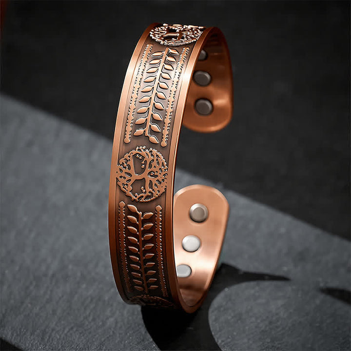 Buddha Stones Pulsera tipo brazalete grabada con el Árbol de la Vida de Cobre Rojo - image 3