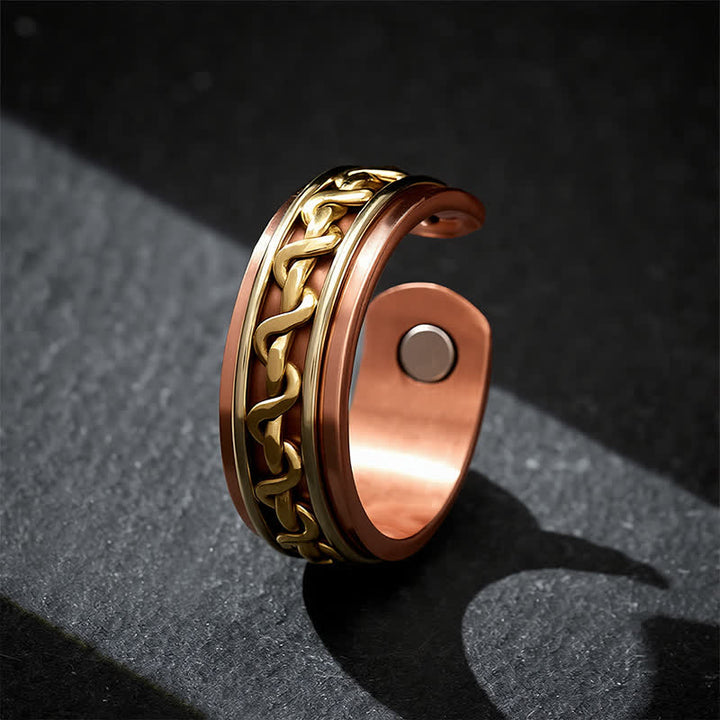 Buddha Stones Anillo brazalete de conexión a tierra con diseño de cadena entrelazada de cobre rojo - image 10