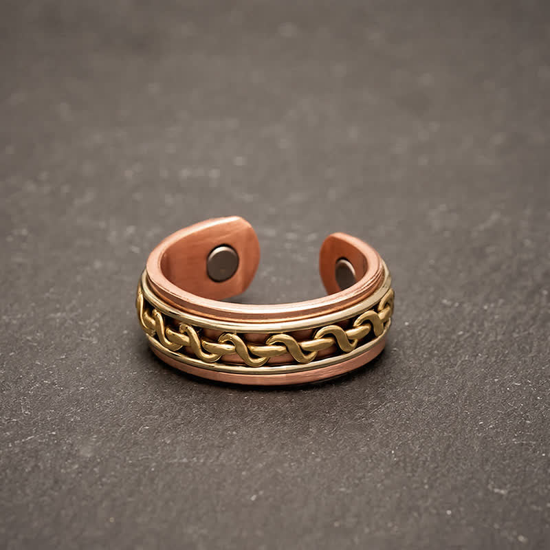 Buddha Stones Anillo brazalete de conexión a tierra con diseño de cadena entrelazada de cobre rojo - Anillo (Diámetro interior: aprox. 19,7 mm/US10) - image 8