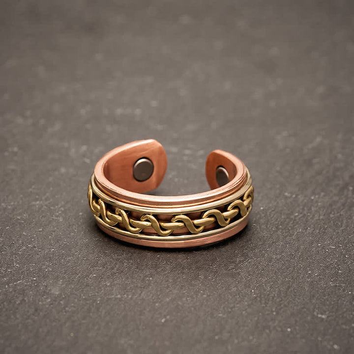 Buddha Stones Anillo brazalete de conexión a tierra con diseño de cadena entrelazada de cobre rojo - Anillo (Diámetro interior: aprox. 19,7 mm/US10) - image 8
