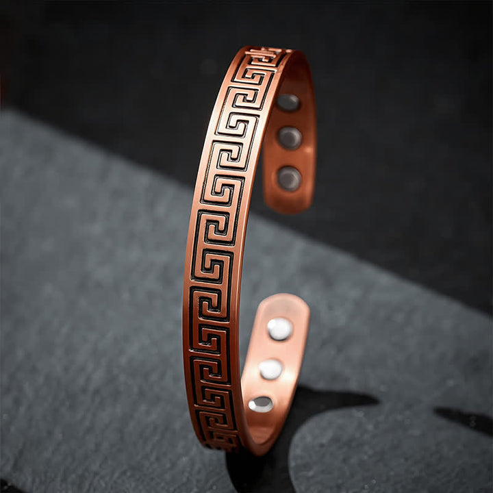 Buddha Stones Pulsera tipo brazalete con llave griega y conexión a tierra de cobre rojo - image 3