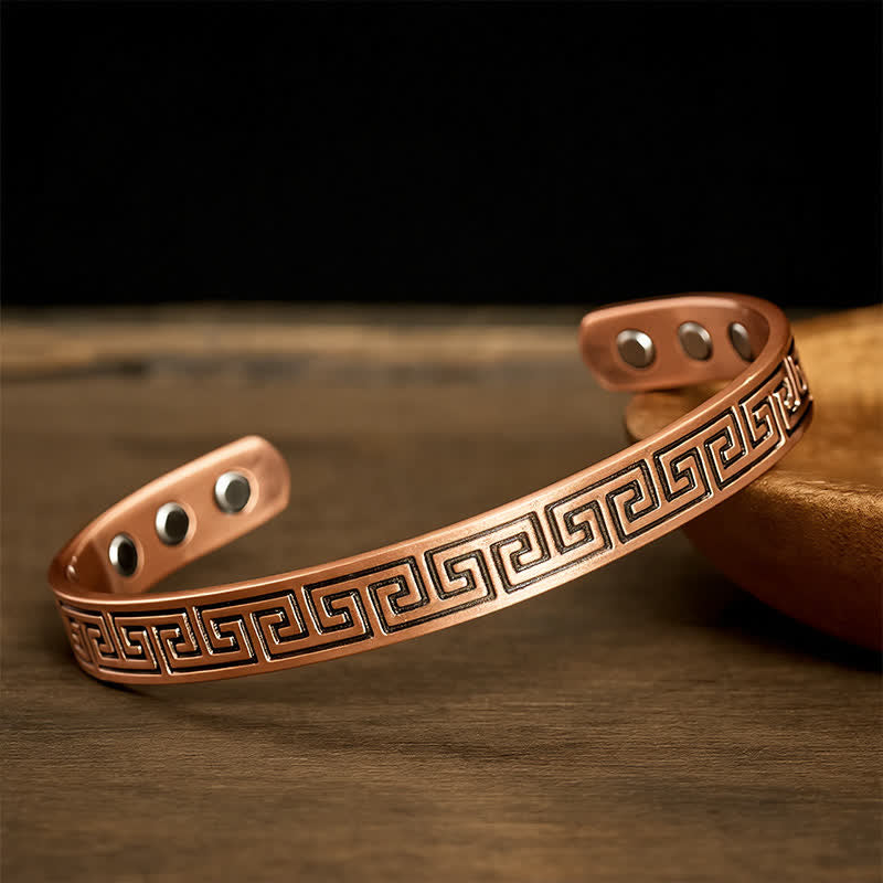 Buddha Stones Pulsera tipo brazalete con llave griega y conexión a tierra de cobre rojo - image 1