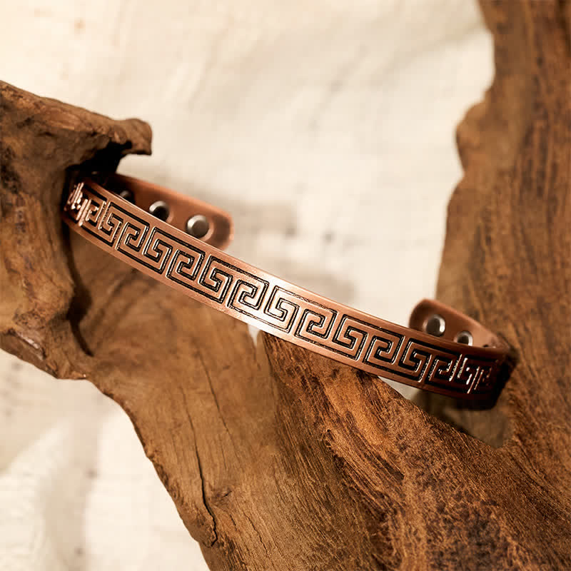Buddha Stones Pulsera tipo brazalete con llave griega y conexión a tierra de cobre rojo - image 2