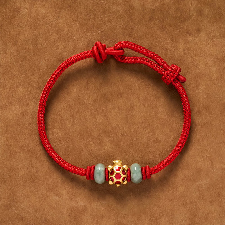 Buddha Stones Pulsera de la prosperidad tejida a mano con hilo rojo de cobre y tortuga - image 10