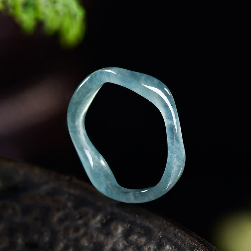 Buddha Stones Anillo irregular de la suerte de jade - image 1