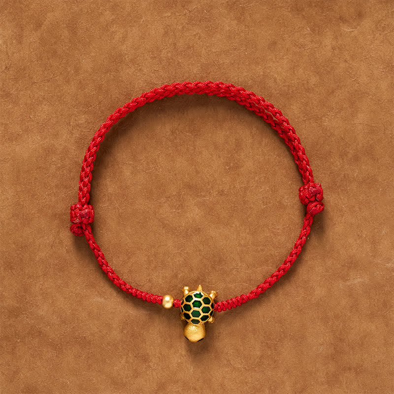 Buddha Stones Pulsera hecha a mano con hilo rojo trenzado de la suerte de la tortuga - Rojo oscuro (circunferencia de la muñeca: 5,5–7,1 pulgadas/14–18 cm) - image 0