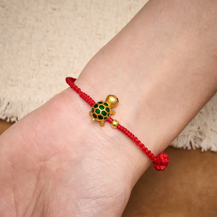 Buddha Stones Pulsera hecha a mano con hilo rojo trenzado de la suerte de la tortuga - image 5