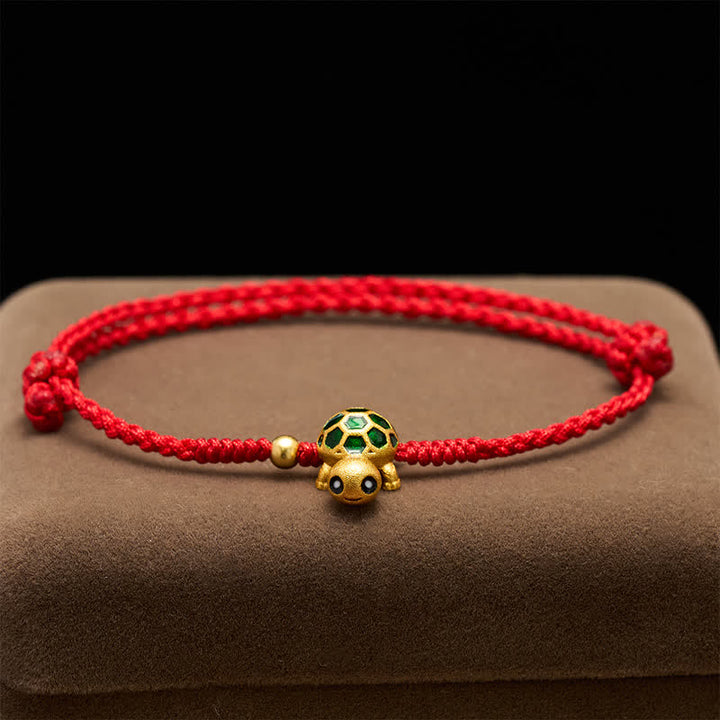 Buddha Stones Pulsera hecha a mano con hilo rojo trenzado de la suerte de la tortuga - image 2