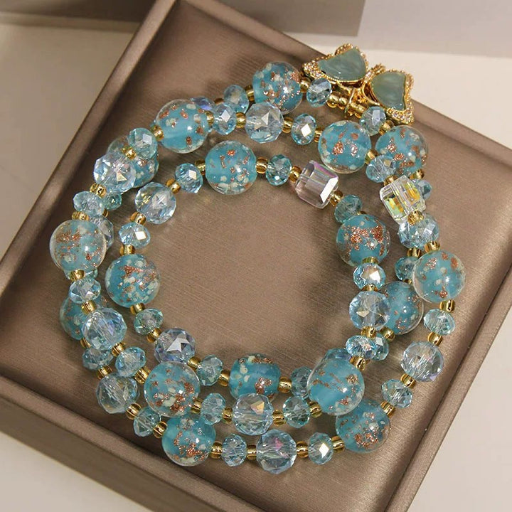 Buddha Stones Pulsera triple envolvente con transformación de mariposa y cuentas Blue Liuli Glaas - image 2