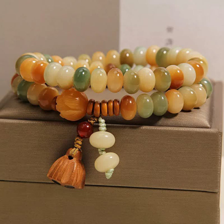 Buddha Stones Pulsera de doble vuelta con diseño de loto blanco Bodhi Seed Pureza - image 9