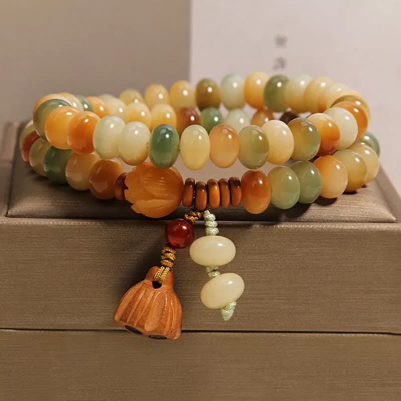 Buddha Stones Pulsera de doble vuelta con diseño de loto blanco Bodhi Seed Pureza - image 8