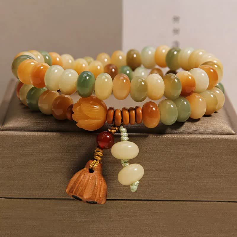 Buddha Stones Pulsera de doble vuelta con diseño de loto blanco Bodhi Seed Pureza - Doble envoltura (circunferencia de la muñeca: 5,5–5,9 pulgadas (14–15 cm)) - image 0