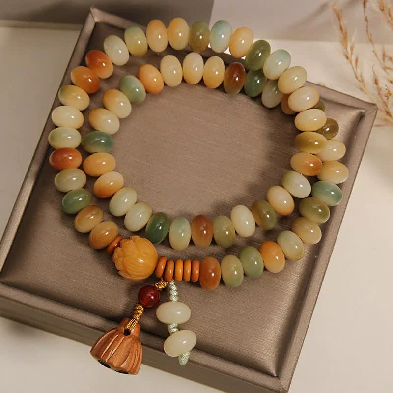 Buddha Stones Pulsera de doble vuelta con diseño de loto blanco Bodhi Seed Pureza - image 2