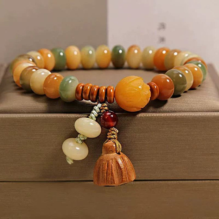 Buddha Stones Pulsera de doble vuelta con diseño de loto blanco Bodhi Seed Pureza - Envoltura simple (circunferencia de la muñeca: 5,5–5,9 pulgadas (14–15 cm)) - image 10
