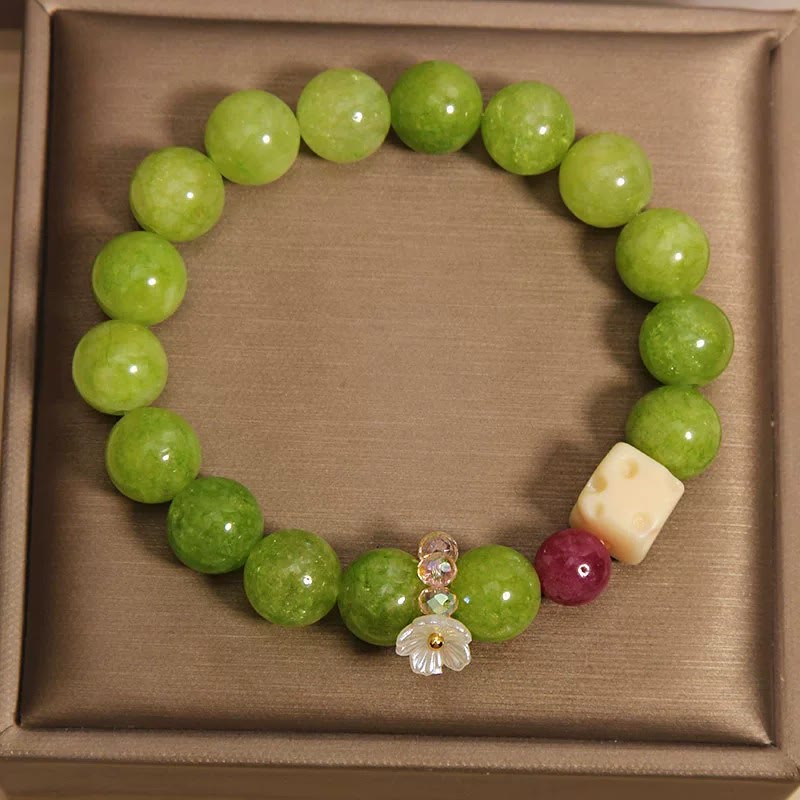 Buddha Stones Pulsera de cuentas con dije de flor de peridoto para sanación - image 2