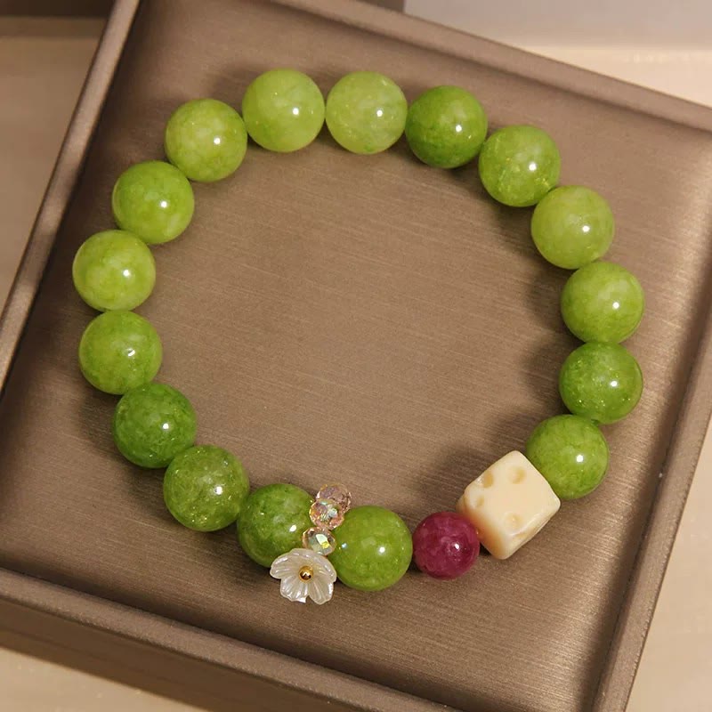 Buddha Stones Pulsera de cuentas con dije de flor de peridoto para sanación - image 4