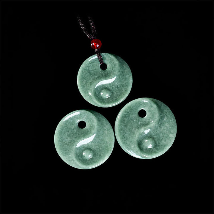 Buddha Stones Collar de cordón trenzado con diseño de equilibrio Yin Yang de jade verde - image 4