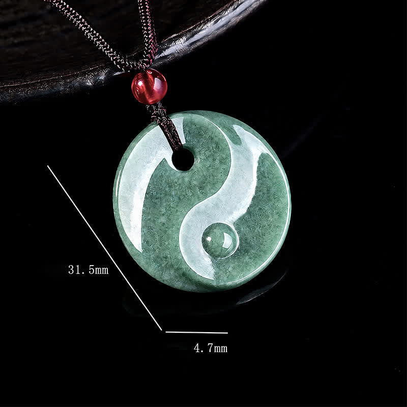 Buddha Stones Collar de cordón trenzado con diseño de equilibrio Yin Yang de jade verde - image 7
