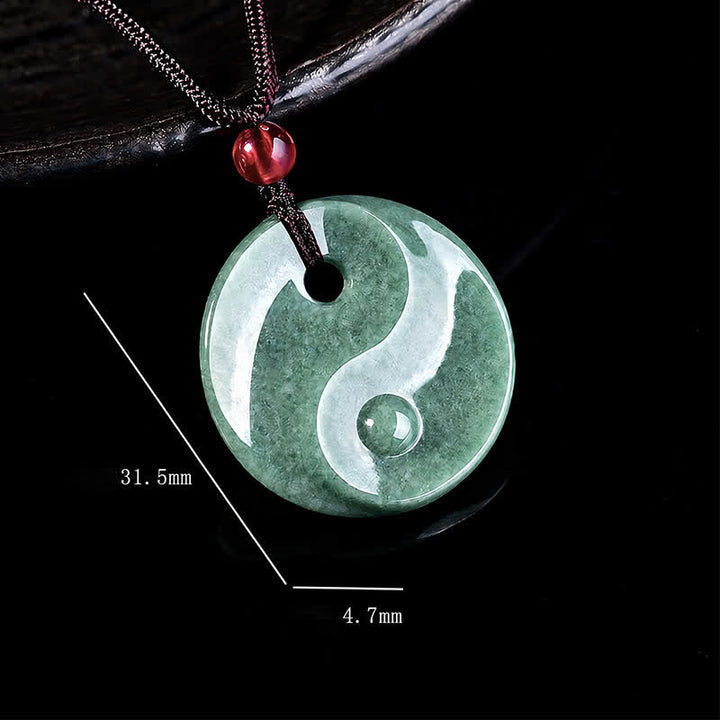 Buddha Stones Collar de cordón trenzado con diseño de equilibrio Yin Yang de jade verde - image 7
