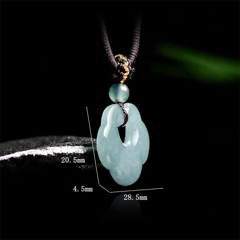 Buddha Stones Collar con colgante de amuleto de la suerte con candado chino Ruyi Cloud de jade - image 6