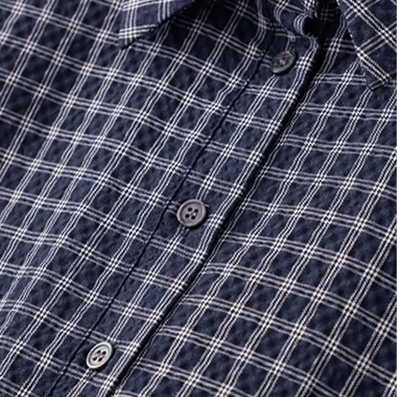 Buddha Stones Vestido de manga larga a cuadros con botones y bolsillos, estilo vintage, para mujer, ideal para primavera y otoño. - image 4