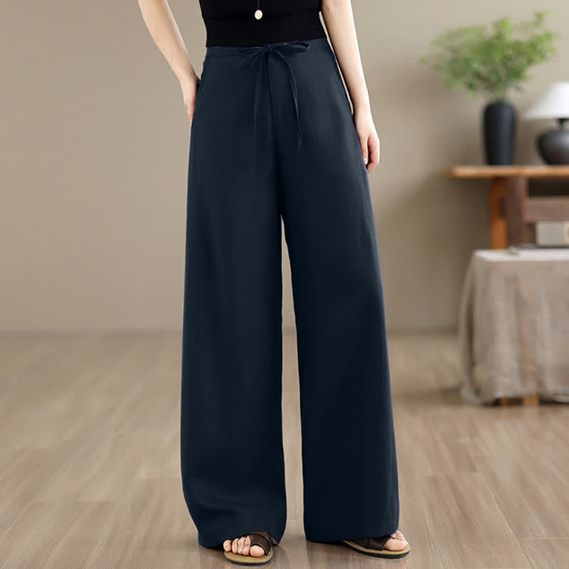 Buddha Stones Pantalones largos de mujer de corte recto con cremallera, estilo minimalista e informal, ideales para primavera y verano. - Azul medianoche - US12, UK/AU16, EU44 (2XL) - image 0