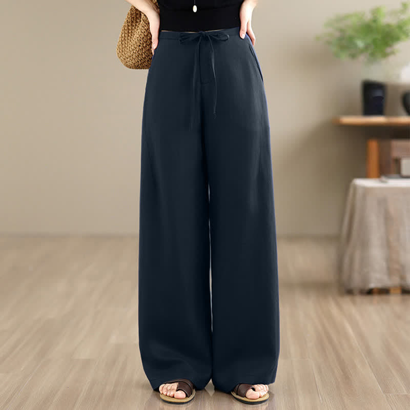 Buddha Stones Pantalones largos de mujer de corte recto con cremallera, estilo minimalista e informal, ideales para primavera y verano. - image 1