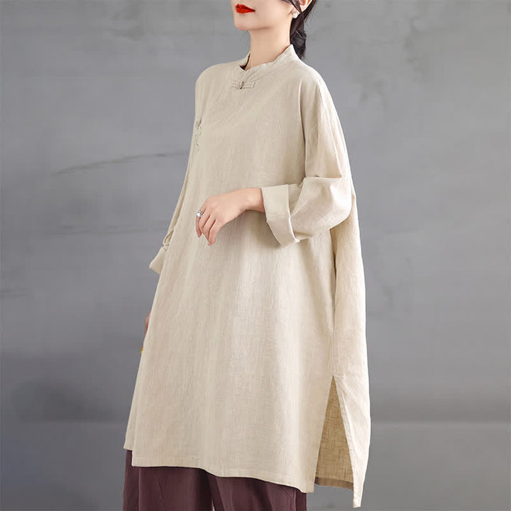 Buddha Stones Camisas de manga larga para mujer, estilo Tang vintage, con cuello mandarín y botones de rana, ideales para primavera y otoño. - image 13