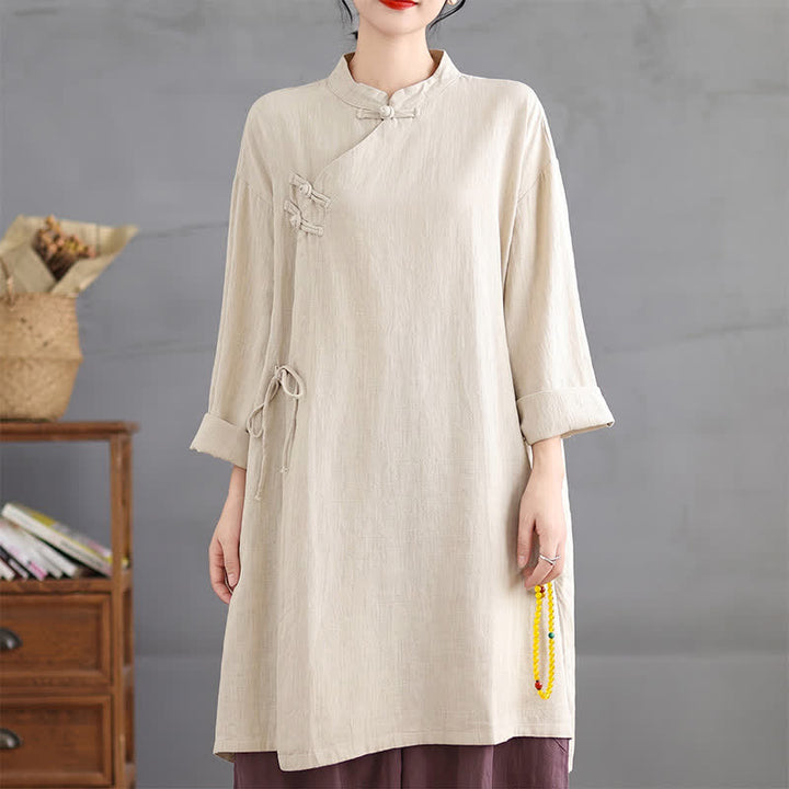Buddha Stones Camisas de manga larga para mujer, estilo Tang vintage, con cuello mandarín y botones de rana, ideales para primavera y otoño. - image 10