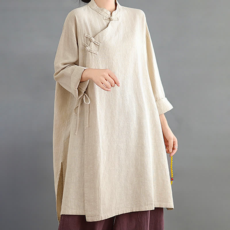 Buddha Stones Camisas de manga larga para mujer, estilo Tang vintage, con cuello mandarín y botones de rana, ideales para primavera y otoño. - image 12